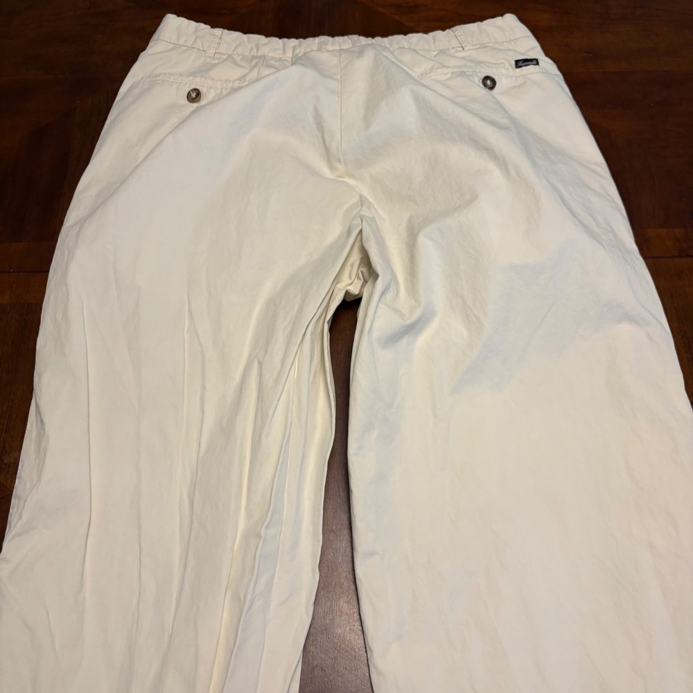 Faconnable Chino Pants Mens 38 Cream Cotton Straight Leg Cuffed Luxury